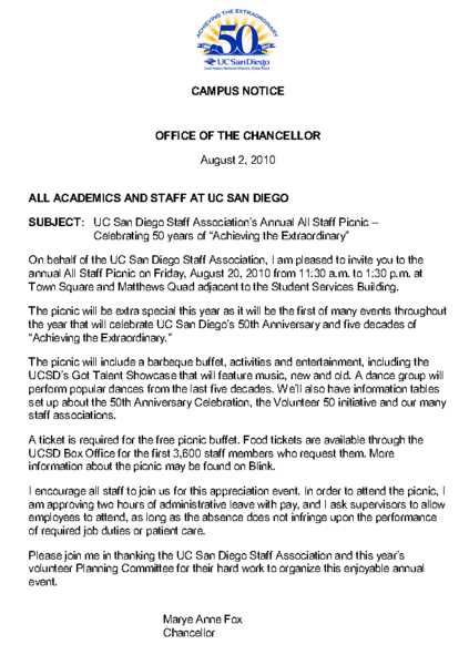 UC San Diego Campus Notices and Flyers