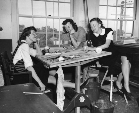 University of California Division of War Research (UCDWR) Training Aid unit women working at drafting table