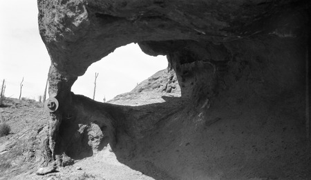 The largest cave in the andesitic agglomerate, taken from the middle of the cave, facing southwest