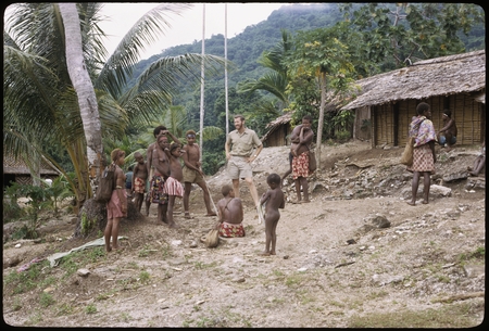 Roger Keesing with Kwaio people in a hamlet.