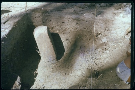 Mata&#39;i Taria archaeological excavation, Moorea: headstone