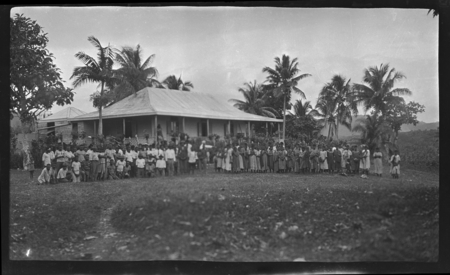 Large group in front of a building