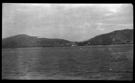 View of town taken from off shore, probably Port Moresby