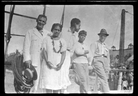 Lambert on right, Malakai Veisamasama in center, with Cook Islanders