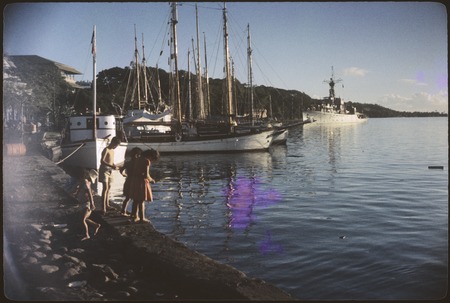 Sunset, Papeete: children on the waterfront