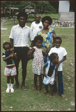 Sale &#39;Oirukua and wife Katherine Abunai&#39;a and children at Gounaabusu, SSEC village by Sinalagu Harbour.