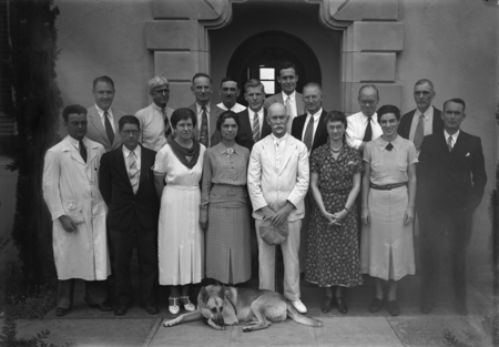 Scripps Institution of Oceanography staff on August 30, 1936. Back row (left to right): Denis Llewellyn Fox; Winfred Emory...