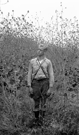 Horace Byers in tall mustard on Rosarito Plain