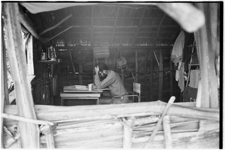 Roy Rappaport at work in his house in Tsembaga