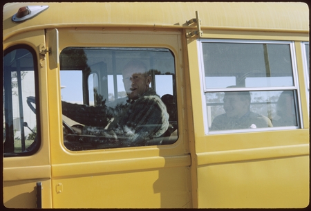 Ted Forbes driving the first UCSD school bus
