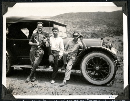 On Rancho San Miguel, (left to right) Warren Thornthwaite, Herberto Crossthwaite and a relative
