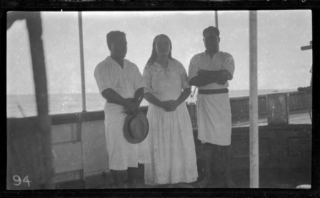 Group of Pacific Islanders on board a ship