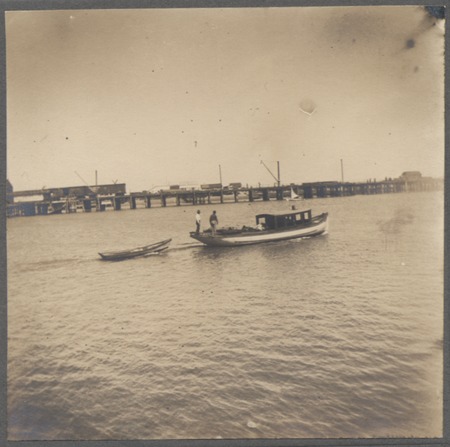 R/V Elsie underway in San Pedro Harbor, probably engaged in work for William E. Ritter. c1901. The Else was chartered by W...