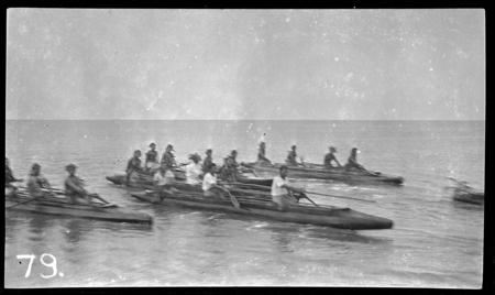 People in canoes