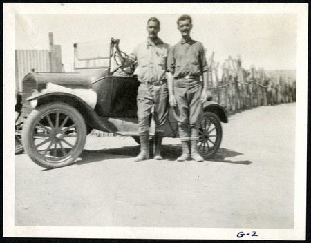 Peveril Meigs, left, and Warren Thornthwaite in front of the Ford in El Rosario
