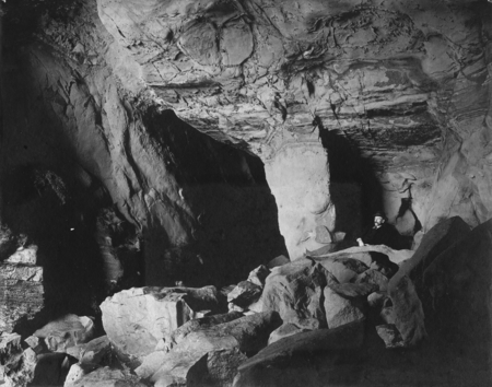 Interior of one of the sea caves, La Jolla. 1906