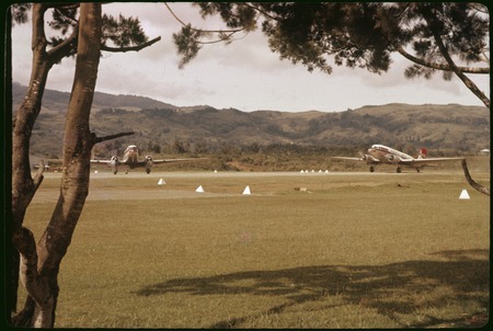 Mount Hagen airstrip with DC-3 aircraft