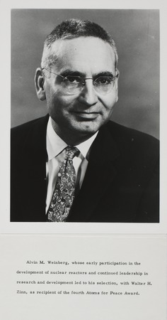 Alvie M. Weinberg at Atoms for Peace Award