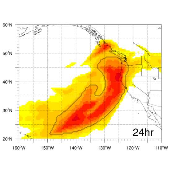 Western Pacific Atmospheric River Object Data from MODE detection software using West-WRF, GEFS, and MERRA-2