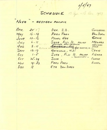 Schedule 17 Apr.-18 Dec. 1967 NOVA Western Pacific