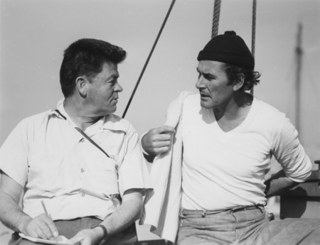 Oceanographer Carl L. Hubbs and actor Errol Flynn aboard the yacht Zaca