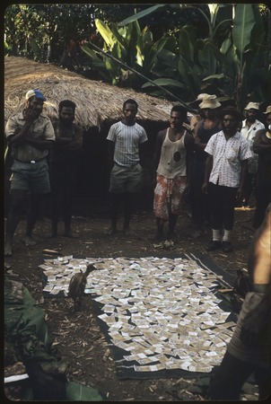 Bride price for Membe: Minj people display money, part of bride price for Manga woman who has married a Minj man
