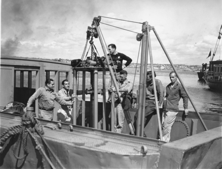 Men on ship, University of California Division of War Research