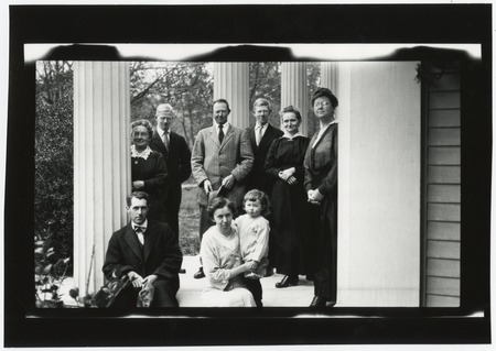 Family portrait on columned porch