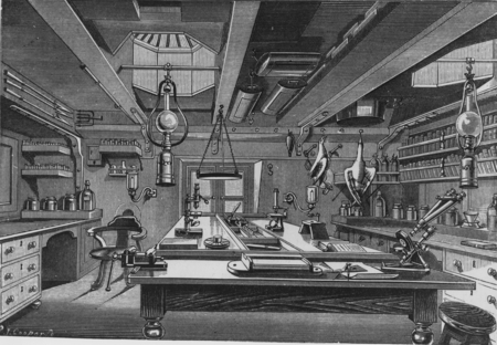 Zoological Laboratory on H.M.S. challenger-The Royal Society outfitted this laboratory with a small library, hundreds of m...