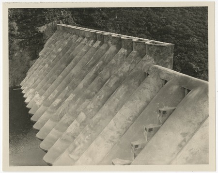 Completed Lake Hodges Dam with low water levels