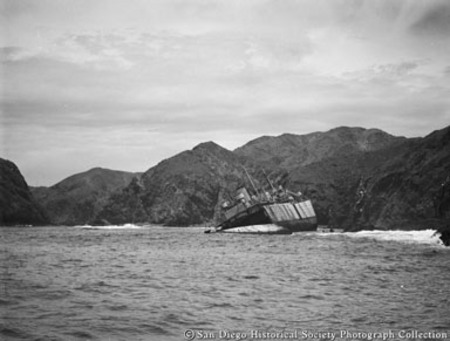 Grounded ship off coast of Baja California, Mexico