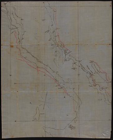 Manuscript map showing part of northern Baja California