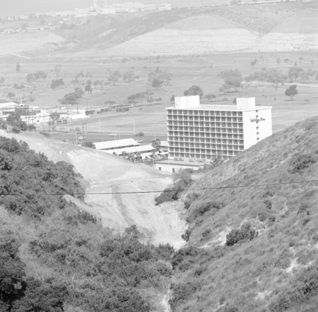 Proposed site for UC San Diego Medical Center parking lot in Hillcrest, San Diego, overlooking Mission Valley