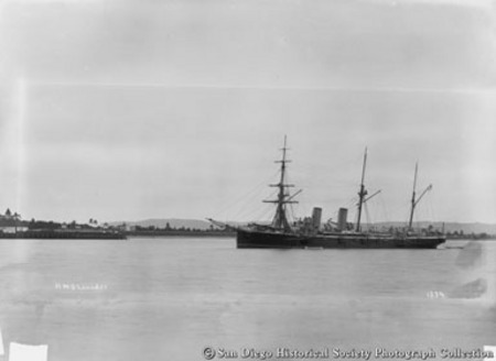 HMS Leander anchored in San Diego Bay