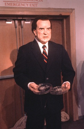 Richard Nixon: Wax figure of Richard Nixon holding audio tapes