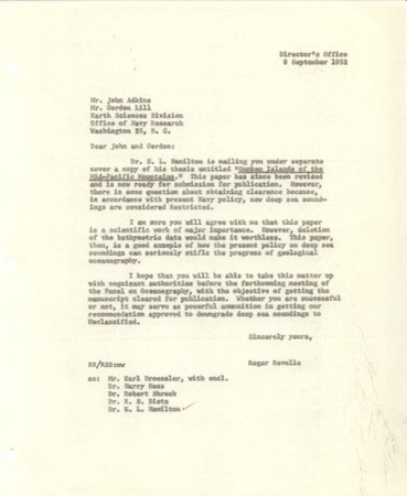 Letter to Mr. John Adkins, Mr. Gordon Lill, ONR