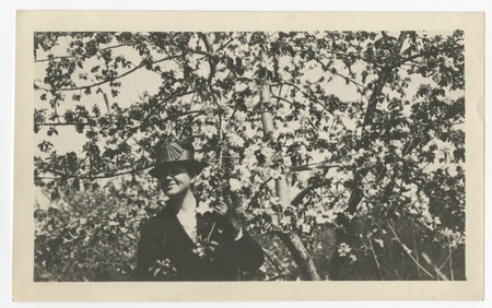 Mary Fletcher in fruit grove