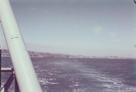 View of land from the deck of the R/V Horizon during the MidPac expedition. 1950.