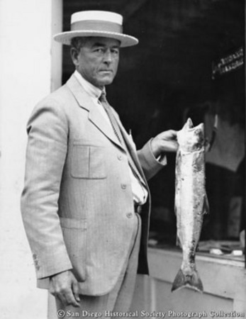 Bill Hamilton holding catch of salmon