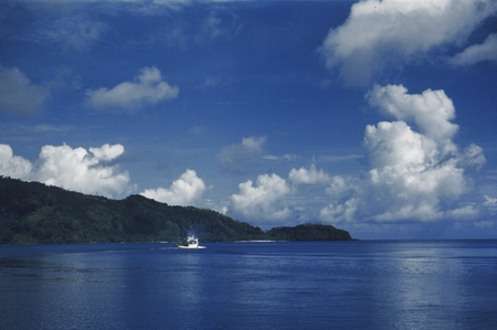 R/V Horizon in Pago Pago harbor, as photographed by a member of the Capricorn Expedition (1952-1953) during a stopover in ...