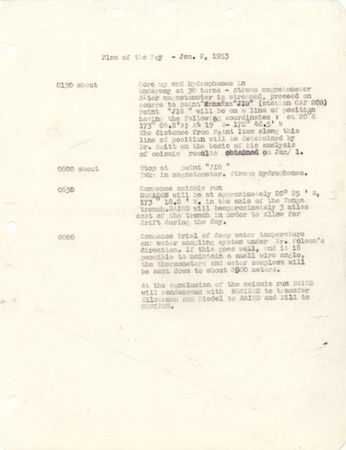 Capricorn Expedition logs: Plan of the day, 1953 January 2