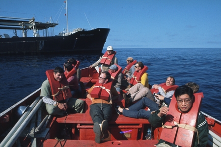 Men in lifeboat [D/V Glomar Challenger]