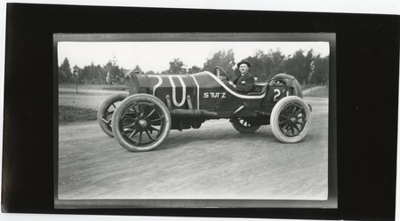 Man behind wheel of a Stutz racecar