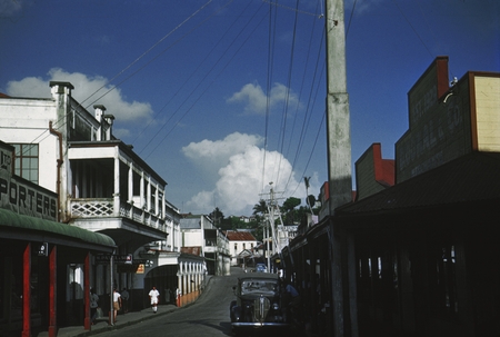 City street and car. Capricorn Expedition, 1953