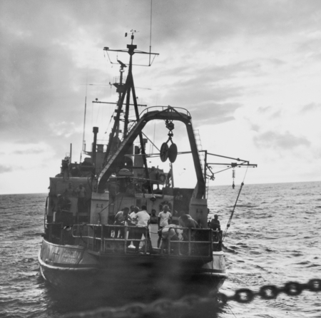 The oceanographic research vessel of the Scripps Institution of Oceanography, R/V Horizon, at sea during the Nova Expediti...