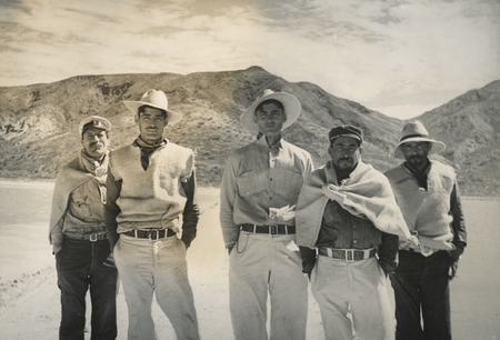[Five men in Baja California landscape]