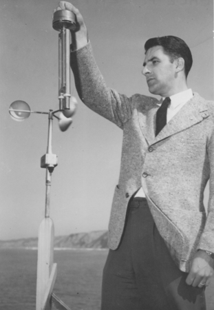 Dale F. Leipper [with anemometer and asperating thermometer]
