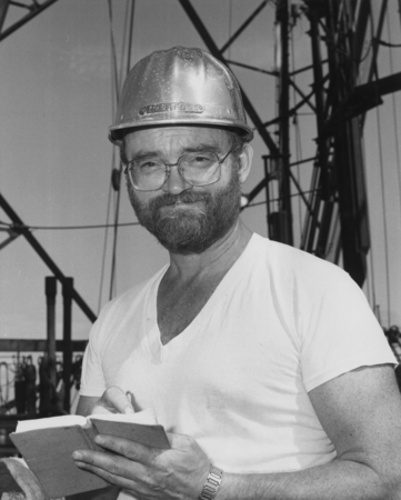 Glen Foss, the D/V Glomar Challenger (ship) cruise operations manager for Leg 96 of the Deep Sea Drilling Project. 1983.