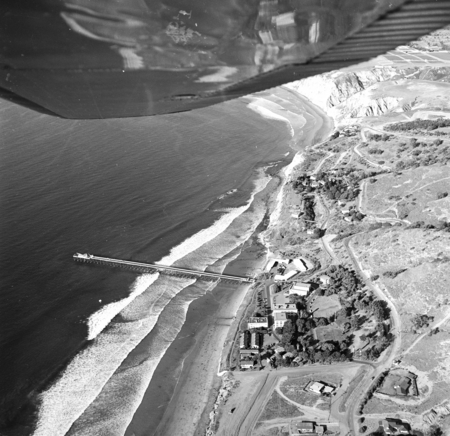 Aerial views of the Scripps Institution of Oceanography made from a plane owned by the owner of the Valencia Hotel, Giffor...