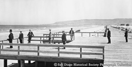 People on boardwalk at Mission Beach